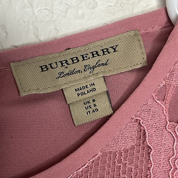 Burberry All-Lace Pink Sheath Dress Size 6 Bell Sleeve Cocktail Wedding i14 - Picture 6 of 6